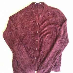 Red Knit Velvet Cardigan